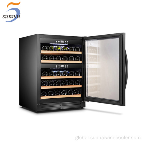 Built In Wine Cooler High Quality Upright With Led Lights Wood Rack Factory